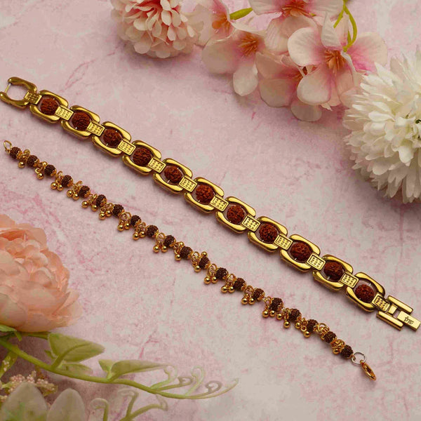 Gold Plated Modern Rudraksha Bracelet